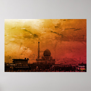 Póster Vintage Iraq Bagdad Mezquita Buniya