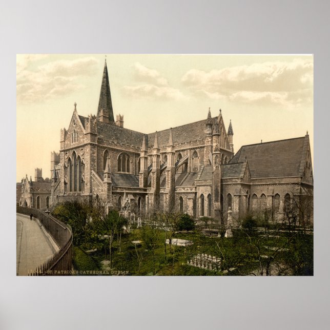 Póster Vintage Ireland, Catedral de San Patricio Dublín (Frente)
