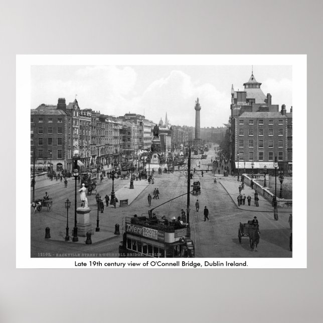 Póster Vintage Ireland, O'Connell Bridge Dublín (Frente)