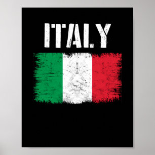 Póster Vintage Italia Italiana Italia Bandera Italiana Or