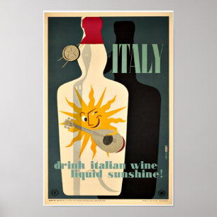 Póster Vintage Italia licor Alcohol Vino Art Decó Poster