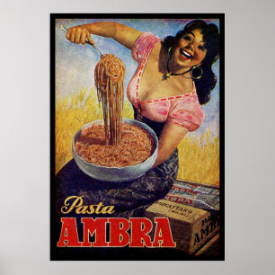 Póster Vintage Italiano Pasta Food Art Italia