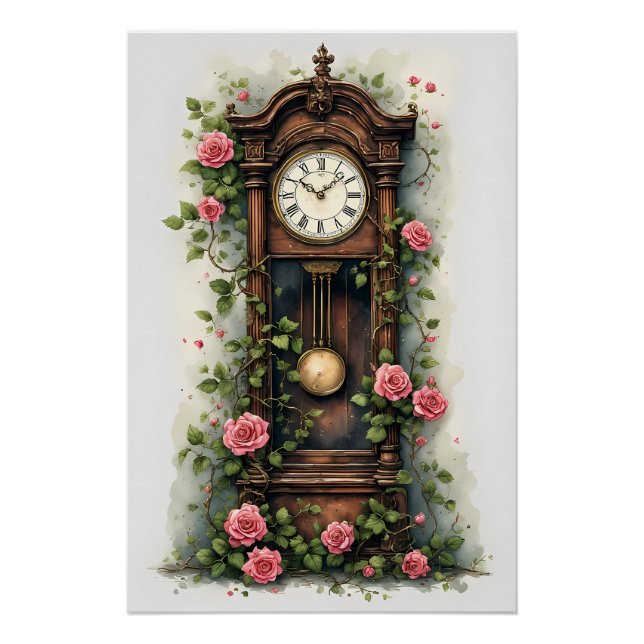 Póster Vintage Ivy Rose Grandfather Clock (Anverso)