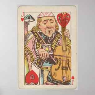 Póster Vintage Jack of Hearts Jugando al Ilustracion de c