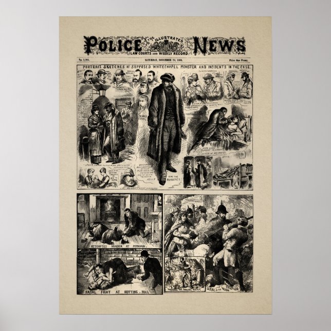 Póster Vintage Jack the Ripper News (Frente)