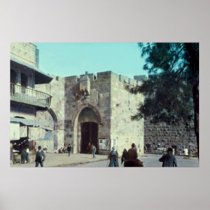Póster Vintage Jaffa Gate Jerusalem Israel 1950 - 77