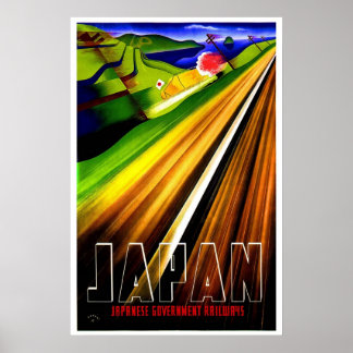 Póster Vintage Japón Ferrocarriles Viaje Tren