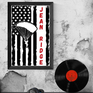 Póster Vintage Jean Ridge Las Vegas Parapente Skydiving