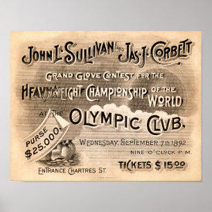 Póster Vintage Jeffries vs. Sharkey Poster