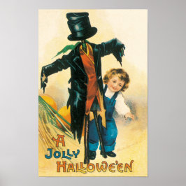 Póster Vintage Jolly Halloween Scarecrow Ellen Clapsaddle