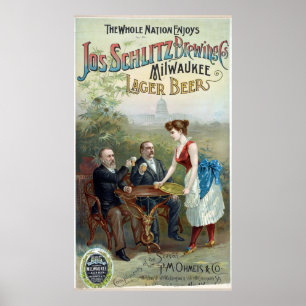 Póster Vintage Joseph Schlitz Brewing Company Lager Beer