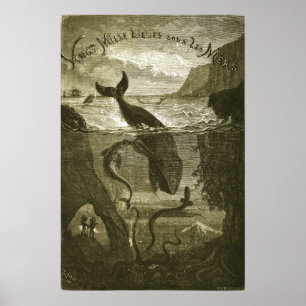 Póster Vintage Jules Verne 20.000 Leguas...