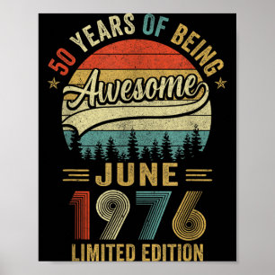 Póster Vintage junio 1976 50 años 50 cumpleaños hombres