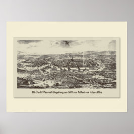 Póster Vintage Karte Österreich | Wien Umgebung 1683