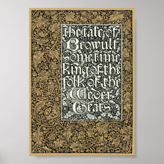 Póster Vintage Kelmscott Press William Morris Beowulf