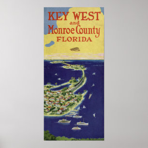Póster Vintage Key West Monroe County Florida