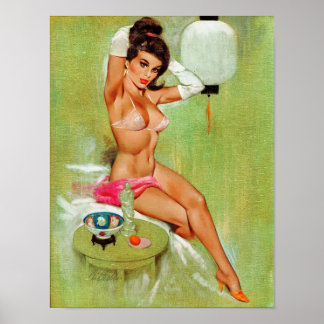 Póster Vintage Kitch pin up chica poster