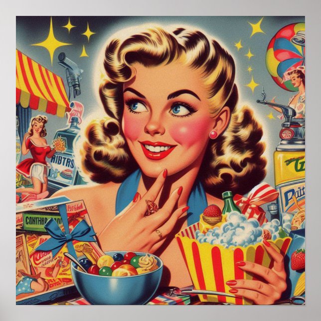 Póster Vintage Kitsch Chica (Frente)