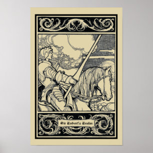 Póster Vintage Knight On Horse de W.H. Robinson