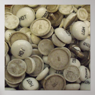 Póster Vintage Knobs de porcelana fría y caliente