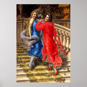 Póster Vintage Ladies In Red Blue In Theatre