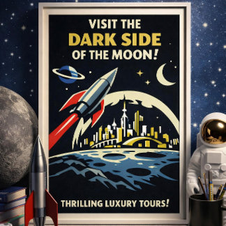 Póster Vintage Lado Oscuro de la Luna Arte Deco Vi