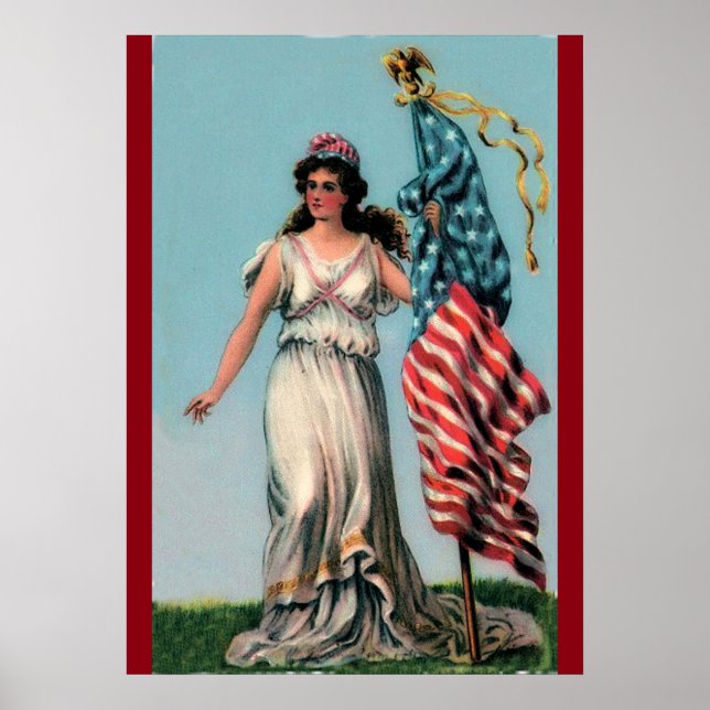 Póster Vintage Lady Liberty Poster (Frente)