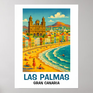 Póster Vintage Las Palmas Gran Canaria Playa de Las Cante
