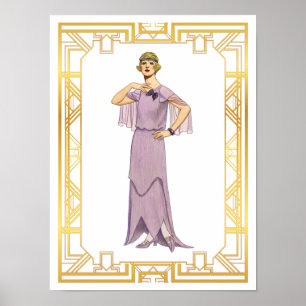 Póster Vintage Lavanda de moda bata de 1920