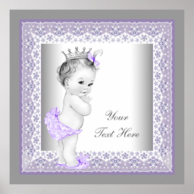 Póster Vintage Lavanda Morado Princesa Niña (Frente)