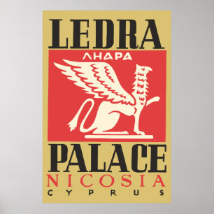 Póster Vintage Ledra Palace Hotel Cyprus travel