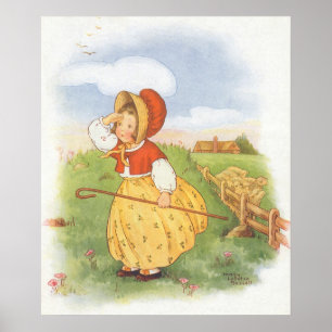 Póster Vintage Little Bo Peep Mother Goose Nursery Rhyme
