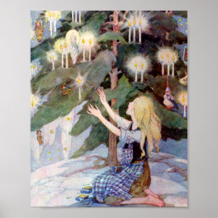 Póster Vintage Little Matchgirl Illustration