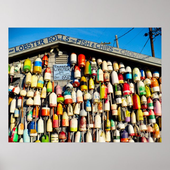 Póster Vintage Lobster Buoys (Frente)
