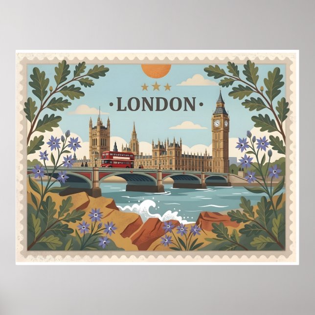 Póster Vintage London Dayscape Postcard (Frente)