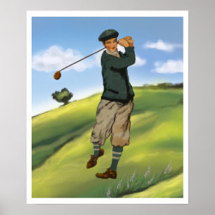 Póster Vintage look Golfer Golf Print