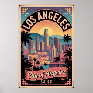 Póster Vintage Los Ángeles California Ciudad de los Ángel