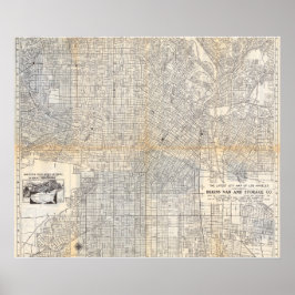 Póster Vintage Los Angeles Map Poster 1942