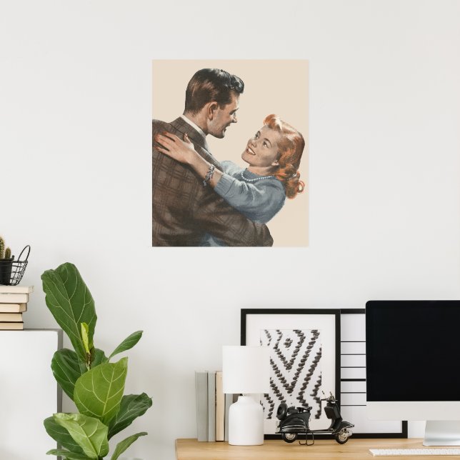 Póster Vintage Love Romance, recién casados, ¿bailaremos? (Oficina en casa)