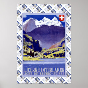 Póster Vintage Lucerna ferroviaria suiza Interlaken
