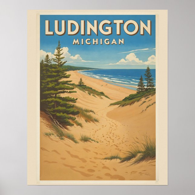 Póster Vintage Ludington Michigan (Frente)
