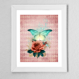 Póster Vintage Luna Moth Bouquet