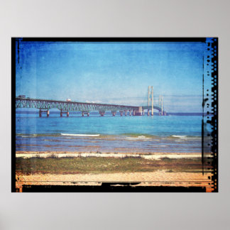 Póster Vintage Mackinac Bridge