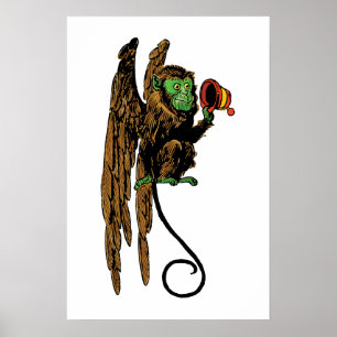 Póster Vintage mago de Oz, gorra malvado del mono del