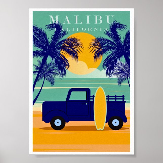 Póster Vintage Malibu, California (Frente)