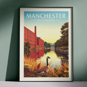 Póster Vintage Manchester New Hampshire