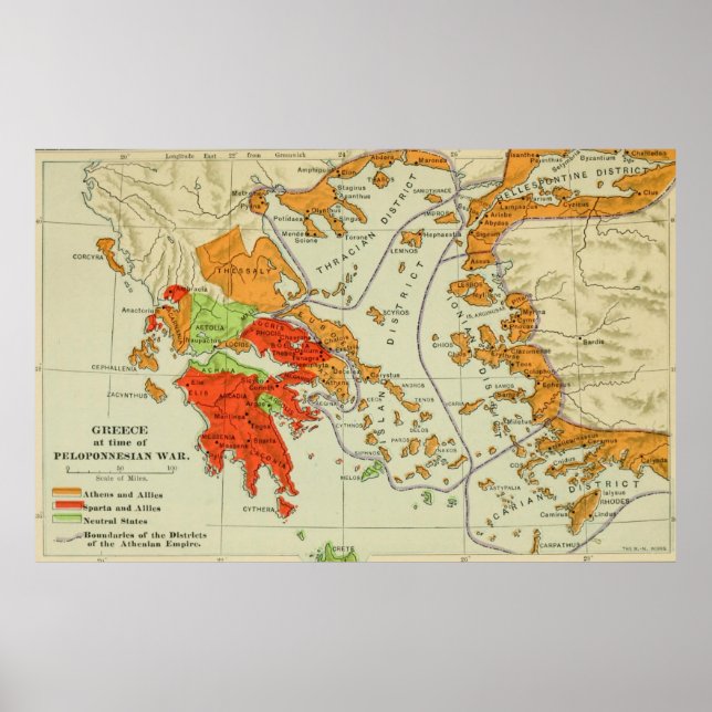 Póster Vintage Map of Ancient Greece (1904) (Frente)