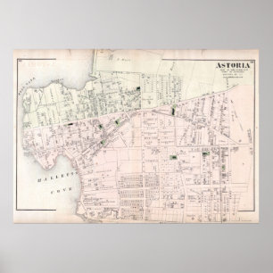 Póster Vintage Map of Astoria NY (1873)