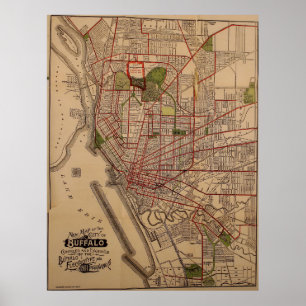 Póster Vintage Map of Buffalo NY (1901)