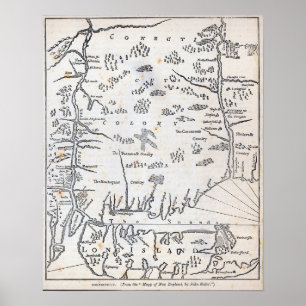 Póster Vintage Map of Connecticut